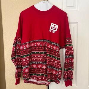 Disney Red Long Sleeve Tee with Festive Pattern